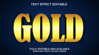 3B metin efekti altın vektör düzenlenebilir