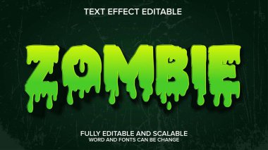 3d metin efekti zombi vektörü düzenlenebilir