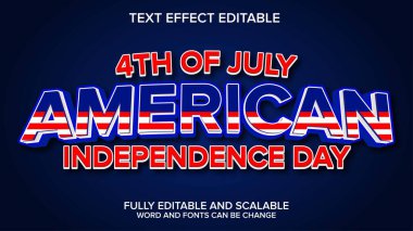 Amerikan Bağımsızlık Günü metin efekti düzenlenebilir