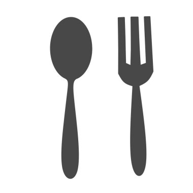 Kaşık ve çatalın ikon vektör grafiği. Yemek yerken her gün kullandığımız çatal bıçak takımına uygun.