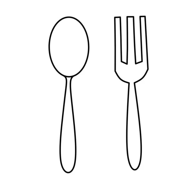 Kaşık ve çatalın ikon vektör grafiği. Yemek yerken her gün kullandığımız çatal bıçak takımına uygun.