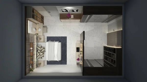Luxury Master Bedroom Floor Plan Design Walk Closet Area Using — Stock Photo, Image