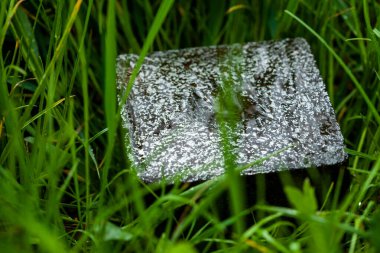 Tuğlalar. Döşeme taşları. Renkli taşlar. Döşeme taşlarının dokusu. Çimento ürünleri. Çimlerin üzerinde yürüyorum. Gömülü metalle döşeme. 