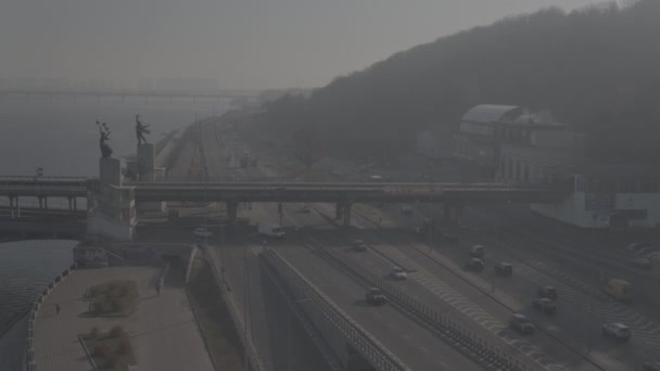 Transportation Interchanges Roads Automobile Traffic Aerial Photography Drone Footage Sunny — Vídeos de Stock
