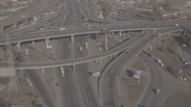 Scambi Trasporto Strade Traffico Automobilistico Fotografia Aerea Filmati Dei Droni — Video Stock
