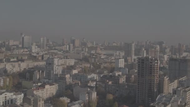 Zentraler Teil Von Kiew Pechersk Sonniger Herbsttag Smog Aufnahmen Aus — Stockvideo