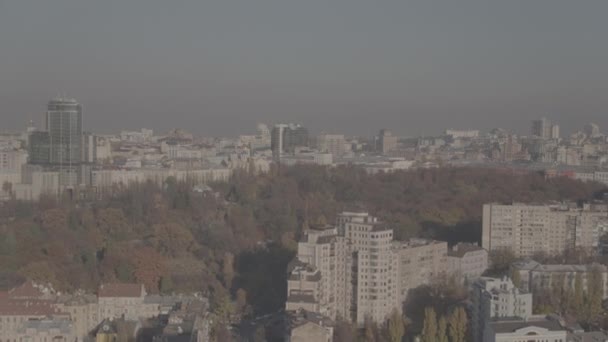 Parte Central Kiev Pechersk Día Soleado Otoño Esmog Disparo Desde — Vídeos de Stock