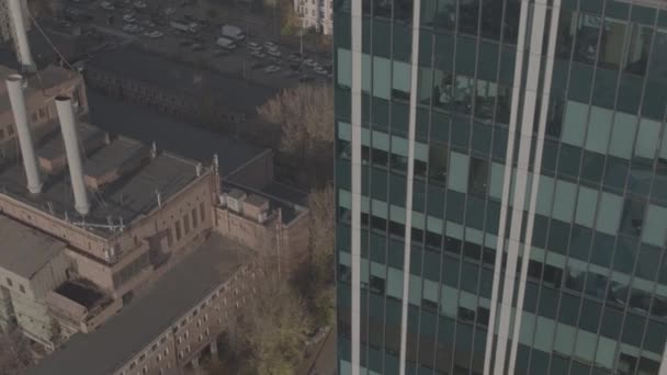 Στιγμιότυπο Από Drone Μια Ηλιόλουστη Μέρα Κίεβο Μεγάλο Επιχειρηματικό Κέντρο — Αρχείο Βίντεο
