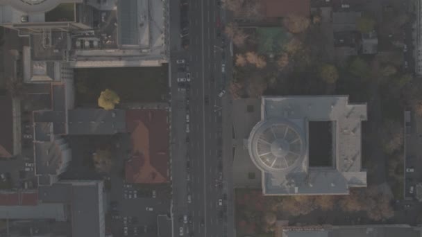 Ukrayna Kyiv Hava Görüntüsü Çözünürlükte Merkezi Leonardo Sisli Bir Gün — Stok video