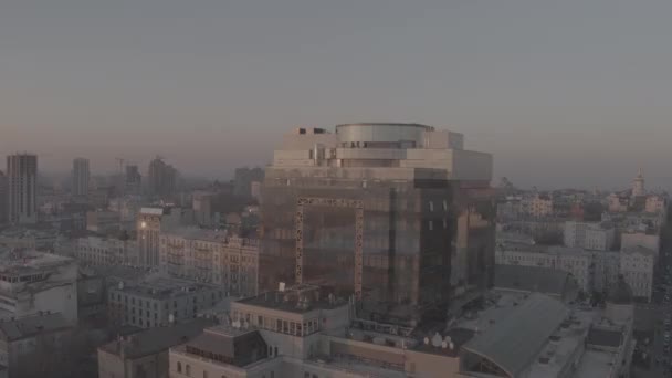 Ukraina Kyiv Flyopptak Oppløsning Leonardo Business Center Ved Solnedgang Høsten – stockvideo