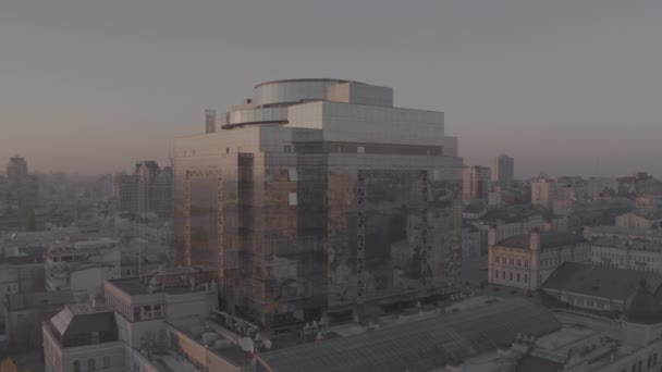 Ukraine Kiew Luftaufnahmen Auflösung Leonardo Business Center Bei Sonnenuntergang Herbst — Stockvideo