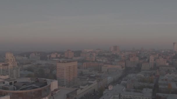 Oekraïne Kiev Luchtbeelden Resolutie Leonardo Business Center Bij Zonsondergang Herfst — Stockvideo