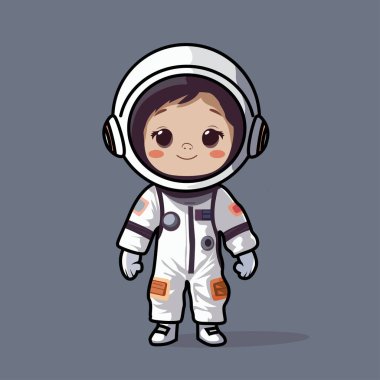 İllüstrasyon şirin küçük kız astronot
