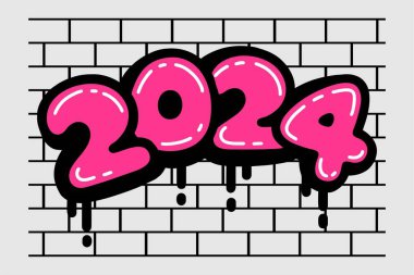 2024 vektör numarası Grafiti el çizimi