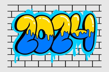 2024 vektör numarası Grafiti el çizimi