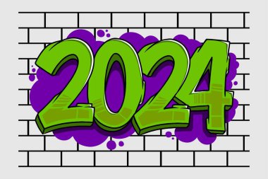 2024 vektör numarası Grafiti el çizimi