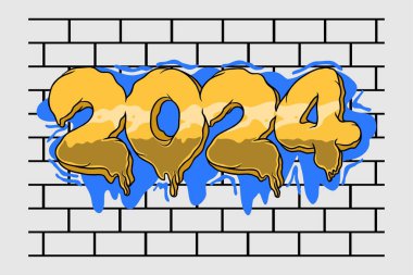 2024 vektör numarası Grafiti el çizimi