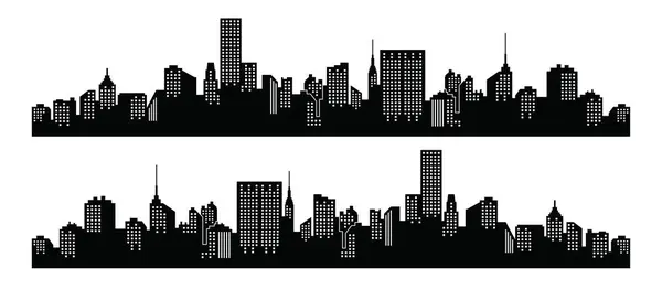 Silhouette Midtown Manhattan Skyline Modern Flat City Architecture Urban City — Stock Vector
