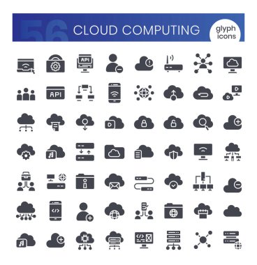 Cloud Computing glif Icons Set.