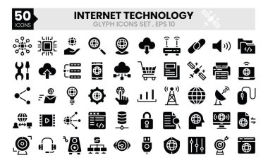 İnternet Teknoloji kabartma simgeleri ayarlandı. 