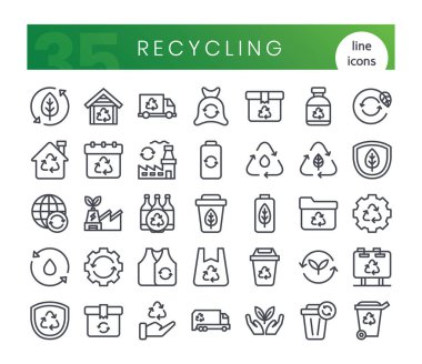 Set of recycling icons.Line style icon bundle. Vector Illustration clipart