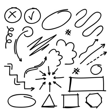 El çizimi karalama elementi. Vektör illüstrasyonu.