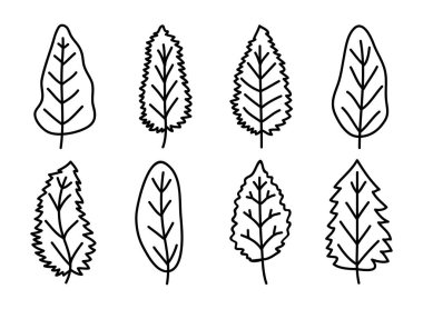 Vektör soyut Noel ağaçları seti. El yapımı koleksiyon