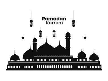 Mosque Ramadan kareem silhouette black landscape Concept clipart