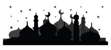 İslami cami silueti arkaplan illüstrasyonu