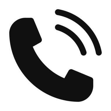 Basit bir siyah telefon çağrısı sembolü beyaz arkaplanda izole edildi