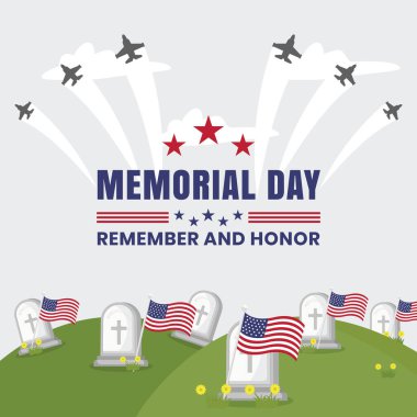 Memorial day social media post vector illustration