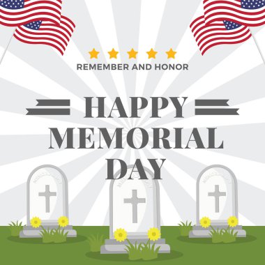 Happy memorial day social media post vector illustration