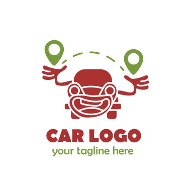 Maskot araba vintage logo şablonu. Vektör illüstrasyonu