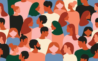 Kusursuz bir düzen, toplum ya da nüfus, sosyal çeşitlilik. Düz çizgi film vektör çizimi