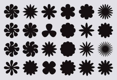 Acımasız geometrik şekiller ve ızgaralar. Vahşi çağdaş yıldız oval spiral çiçek ve diğer ilkel elementler.