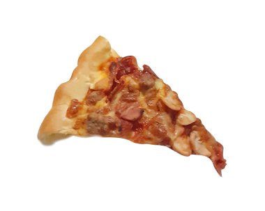 Beyaz arka planda lezzetli pizzanın yüksek çözünürlüklü fotoğrafı. Yemek blogları, menüler ve reklamlar için mükemmel.