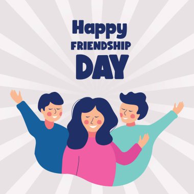 Sosyal medya post tasarım şablonu için uluslararası arkadaşlık günü illüstrasyonunu çizdi