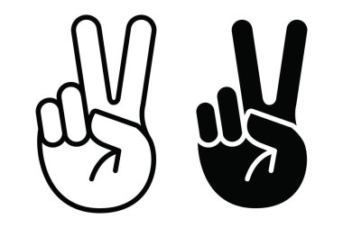 Hand gesture V sign for victory or peace line icon. Simple outline style for apps and websites. Vector illustration on white background. EPS 10 clipart