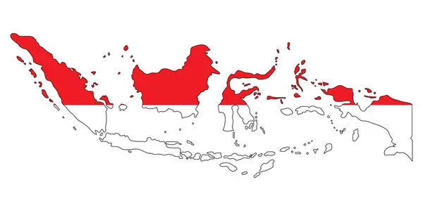 stock vector A vector illustration of the Indonesian map overlaid on the red and white Indonesian flag.