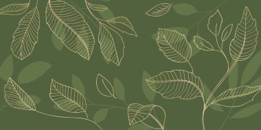 Yeşil yapraklı arka plan çizimi. Vektör illüstrasyonu