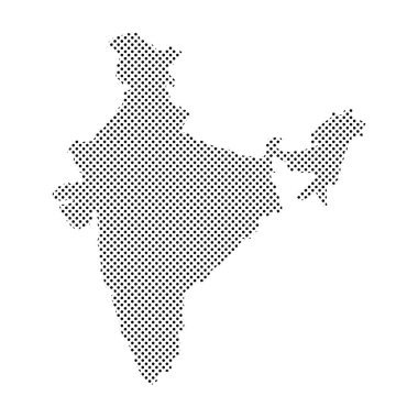 Siyah Yarım Tonlama Hindistanı Noktaladı Harita İllüstrasyonu - Vektör illüstrasyonu