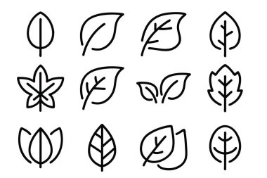 Yapraklar ve dallar simge koleksiyonunu özetler. Vektör illüstrasyonuComment
