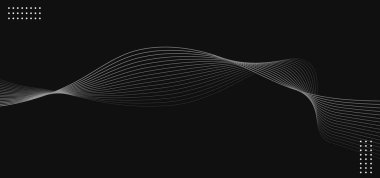 Siyah arkaplanda soyut parlayan dalga çizgileri. Dinamik dalga deseni. Modern dalgalı çizgiler. Vektör illüstrasyonu