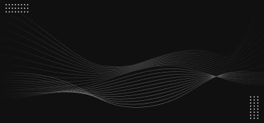 Siyah arkaplanda soyut parlayan dalga çizgileri. Dinamik dalga deseni. Modern dalgalı çizgiler. Vektör illüstrasyonu