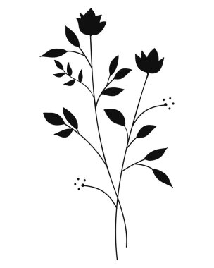 Çiçek silueti botanik bitkileri. Vektör illüstrasyonu.