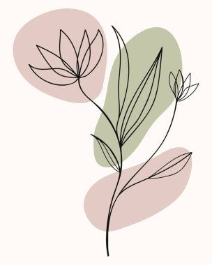 Çiçek ve yaprakların yer aldığı Japon boho tarzı bir dal, doğa için mükemmel tasarımlar..