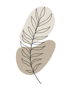 Soyut taşların üzerine el yapımı tropikal palmiye yaprağı. Vektör illüstrasyonu.