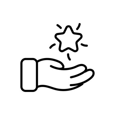 Parlayan bir yıldızı tutan bir elin ana simgesi, ödülü, başarıyı ve mükemmel sonuçları simgeliyor..