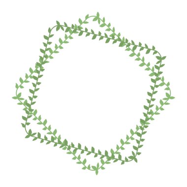 Elle çizilmiş dalları olan yeşil kutu çerçevesi ve vektör illüstrasyonunu bırakır