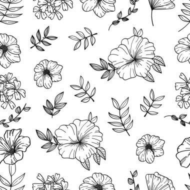 Kusursuz desenli, el yapımı çiçekler ve yapraklar, klasik ve zarif doğa temalı tasarımlar için mükemmel..